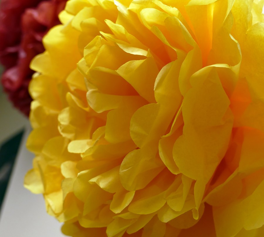 yellow tissue paper flower